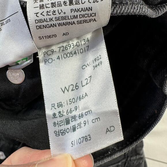 Levi’s Jeans Womens 26 Washed Black Ribcage Straight Ankle Button Fly High Rise - Picture 6 of 14